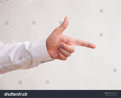 Male Hand Indicating Sideways White Background Foto de stock 339835598 ...