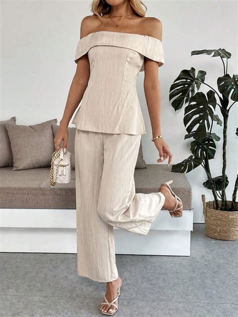 shein franclia conjunto elegante feminino calca  fenda na perna