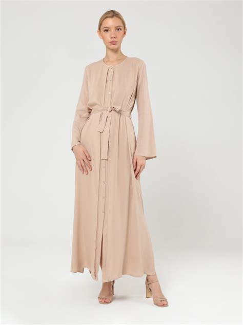 Beige Long Sleeve Maxi Dress- Long Sleeve Maxi Dress Casual – Modora UK