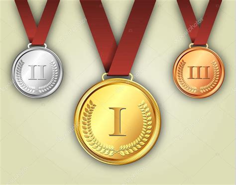 Gold silver and bronze medals on ribbons — Stock Vector © drogatnev ...
