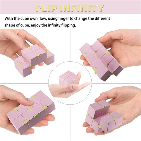 Funxim Infinity Cube Pink Fidget Cube Toy, Fidget Finger Toy Stress and