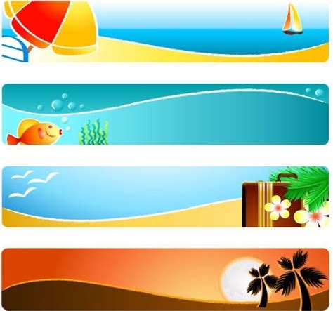 Sunny beach banner banner vector Free vector in Encapsulated PostScript ...