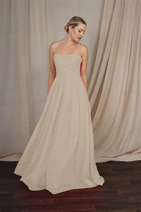 Lace Up Back Chiffon Drape Dress - Emma Bridals