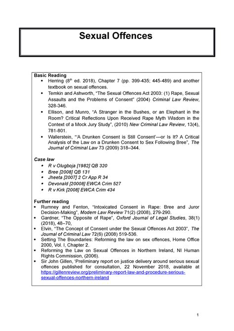 Sexual Offences Topic Guide - Sexual Offences Basic Reading Herring