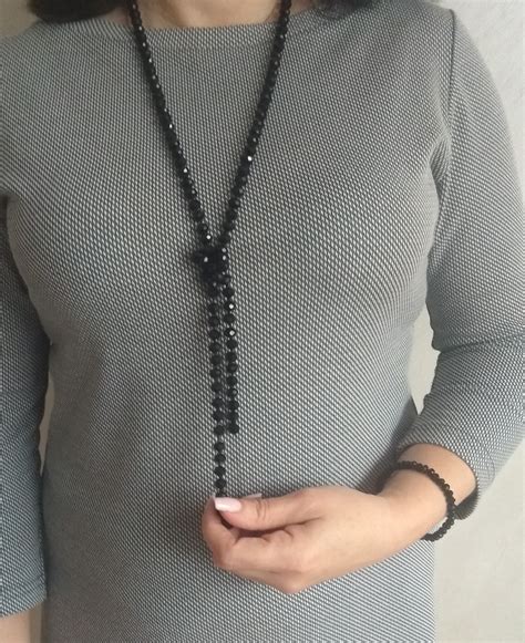 crystal necklace handmade necklace black necklace gift   etsy uk