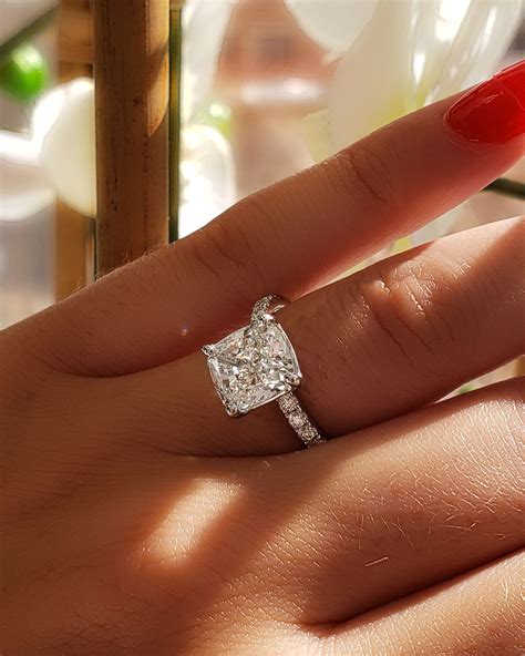 1.88ct. Princess cut Natural Diamond 4 Prong Pave Diamond Engagement ...