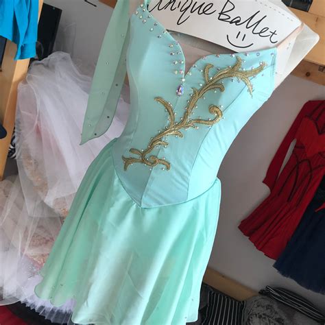 Pull Over Aqua Golden Trims Cupid Lyrical Ballet Costume Modern Ballet
