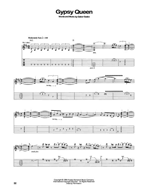 Gypsy Queen by Santana Sheet Music for Guitar Tab at Sheet Music Direct