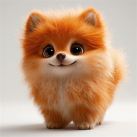 adorable orange pomeranian puppy cute cartoon dog fluffy pet happy