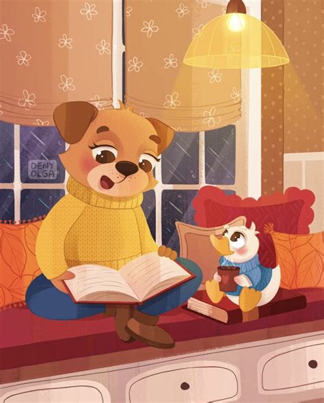 Иллюстрация Дождливый вечер в стиле детский, книжная графика,