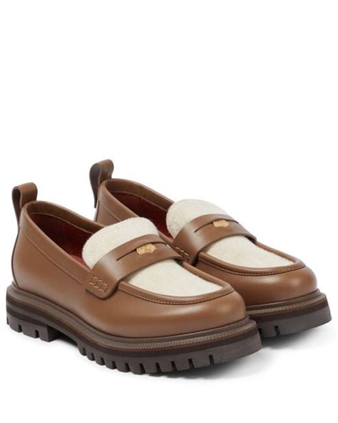 Loro Piana Lomond Leather Penny Loafers in Brown | Lyst Australia