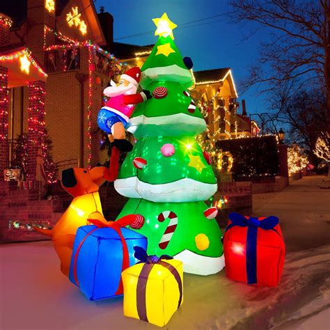 Toiyjofe 7FT Christmas inflatables Tree with Rotated Snowflake Light