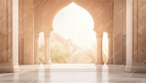 Premium Photo | Beautiful arab arch with blur ramadan concept