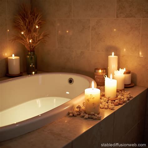 cozy bath  candles stable diffusion