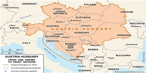 Map of the Austria-Hungary Empire in 1914 : europe