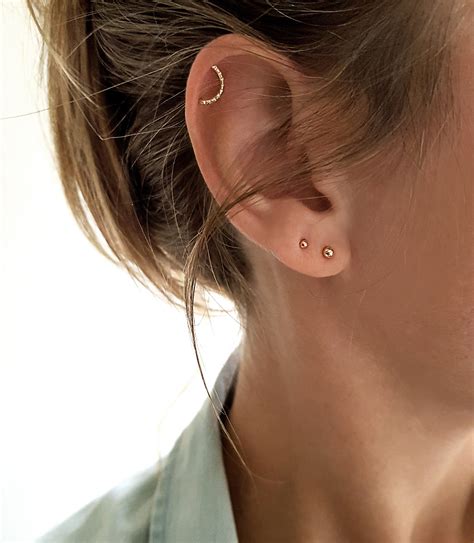 14 K Solid Gold Cartilage Piercing Real Gold Helix Earring - Etsy ...
