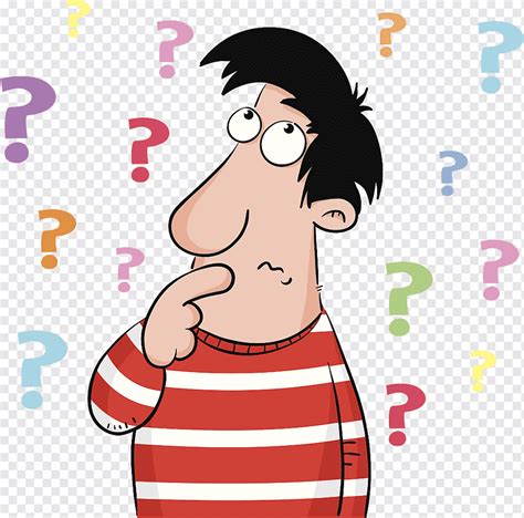 A cartoon illustration is confused by a pile of questions, confused person, puzzled, have doubts ...