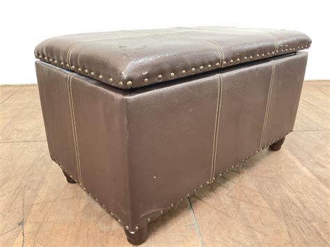 lot traditional style faux leather ottoman  storage