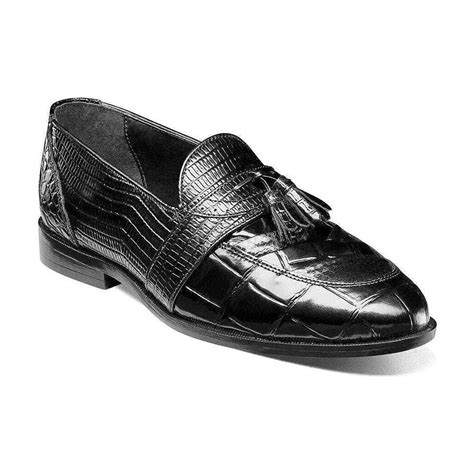 Stacy Adams Santana II Moc Toe Tassel Slip On Shoes Animal Print Black