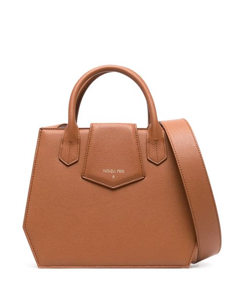 Patrizia Pepe logo-print calf-leather Tote Bag - Farfetch