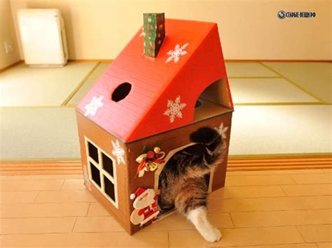 Pin on Домики для котов своими руками.