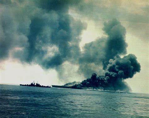 Warshipgore, USS Bunker Hill (CV-17) burning after a kamikaze hit ...