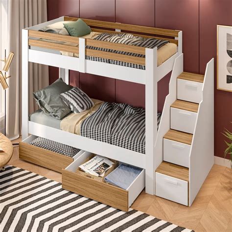 Beliche Com Gavetas Adulto - Beliche Solteiro Adulto com 2 Gavetões e 4 Nichos Star Plus Casatema ...
