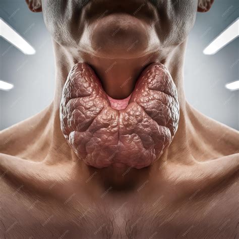 Medical CloseUp of Swollen Thyroid Gland Detailed Image Showing Nodular