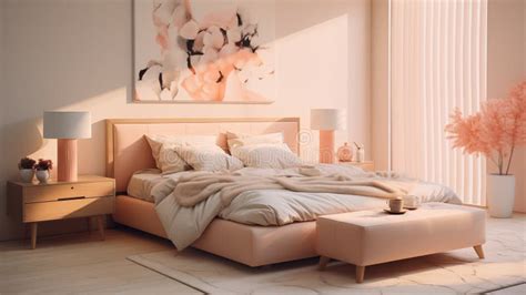 Inviting Light-peach-color Bedroom with Soft Blush Tones, Elegant Decor ...