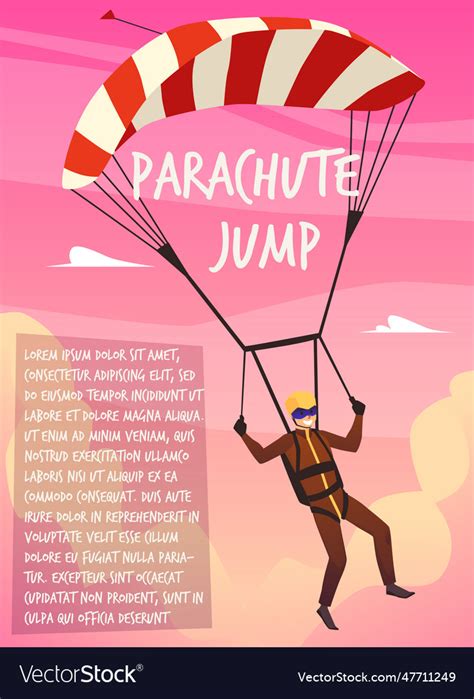 Parachute jump poster template flat Royalty Free Vector