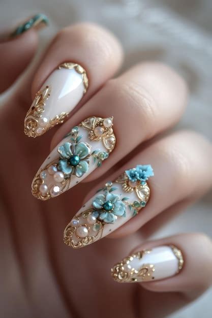 Nail art mastery a captivating showcase of 3d threedimensional elegance featuring beautiful ...