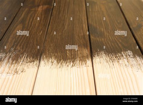 wooden surface covered  wood stain closeup stock photo alamy