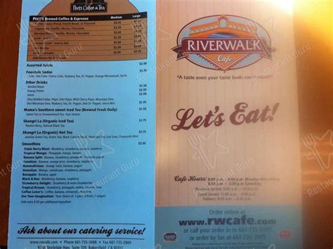 Menu at Riverwalk Cafe, Bakersfield, Stockdale Hwy # 109