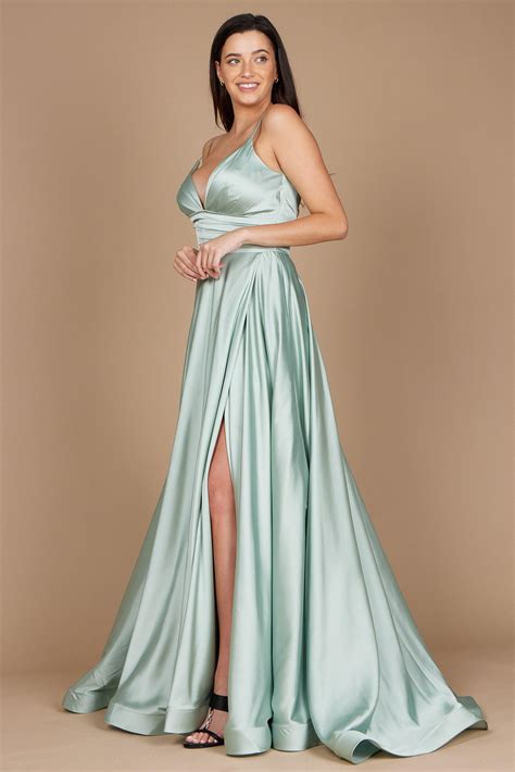 Navy Dylan & Davids Long Spaghetti Strap Prom Formal Gown - Formal
