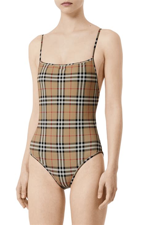 Buy Burberry Check One-piece Swimsuit - Beige At 18% Off | Editorialist