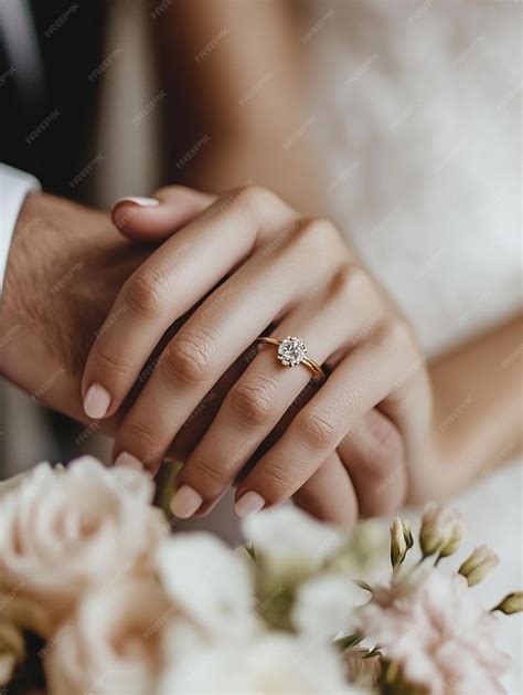 Mao Do Anel De Casamento - As mãos das noivas com anéis de casamento A mão do noivo coloca o anel ...
