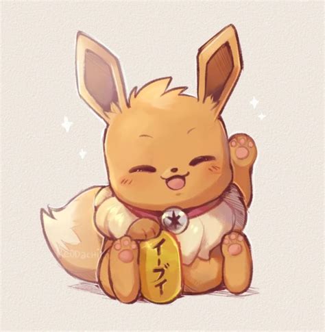 Adorable maneki-neko eevee digital fan art! This pokemon inspired lucky ...