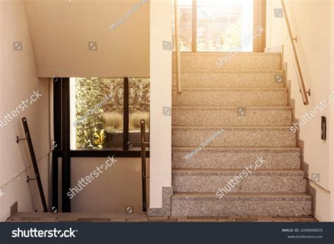 stairs  building internal staircase stainless stock photo