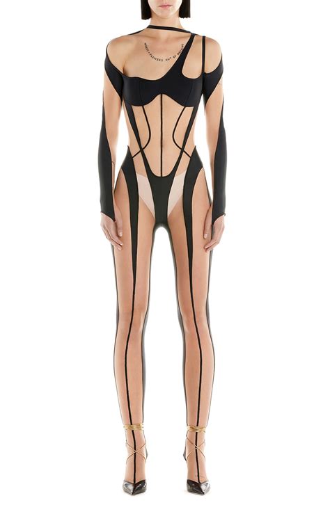 MUGLER Iconic Illusion Mesh Catsuit | Nordstrom