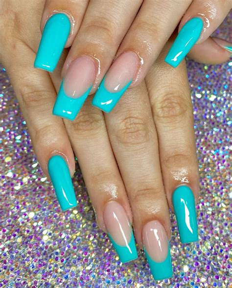 Teal French Tip Nails: 40+ Designs to Try this Month - Nail Designs Daily
