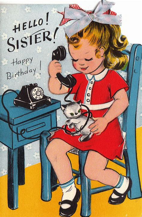 Vintage Happy Birthday Sister Cards