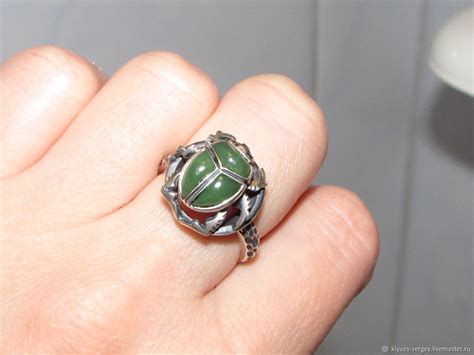 Кольцо "Жук скарабей", scarab, скарабеи, нефрит – заказать на Ярмарке ...