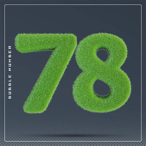 Premium PSD | 78 number grass green 3d render