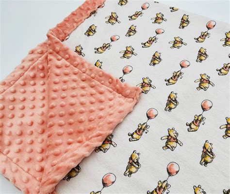 Winnie the Pooh Baby Blanket Set Winnie the Pooh Flannel Minky Dot peach - Etsy