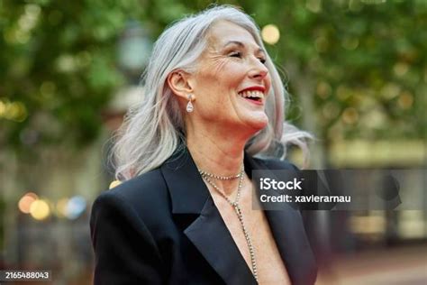 Candid Outdoor Portrait Of Mature Celebrity Stock Photo - Download ...