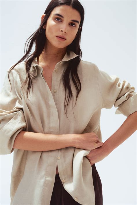 Camisa de lino - Beige - Ladies | H&M MX