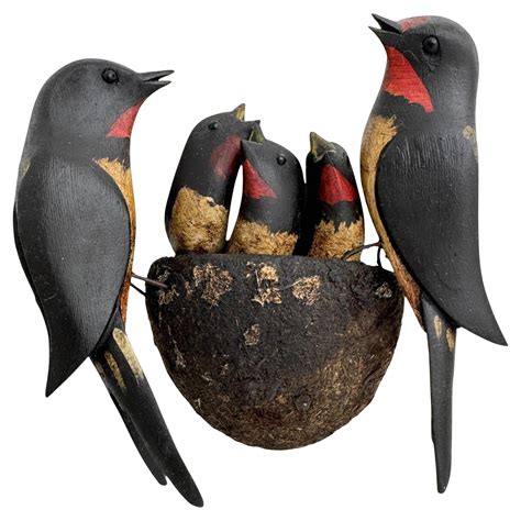 Swallow Nest Vichtauer Hand Carved Wood Bird Black Forest Folk Art