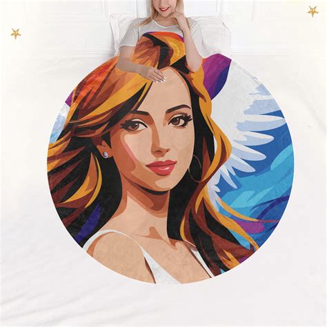 Charming Angel Young Woman Art Circular Ultra-Soft Micro Fleece Blanket