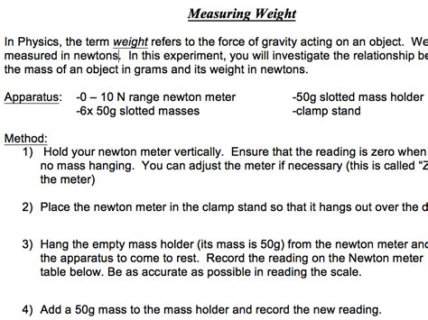 Force of Gravity Experiment | Teaching Resources