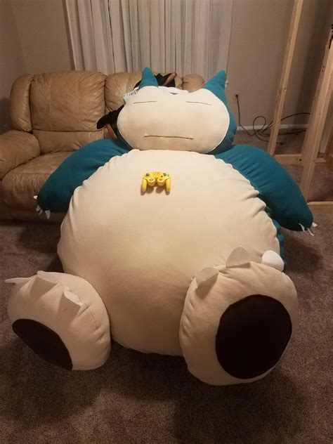 My friend made me a 7 foot tall Snorlax Bean Bag : r/pokemon